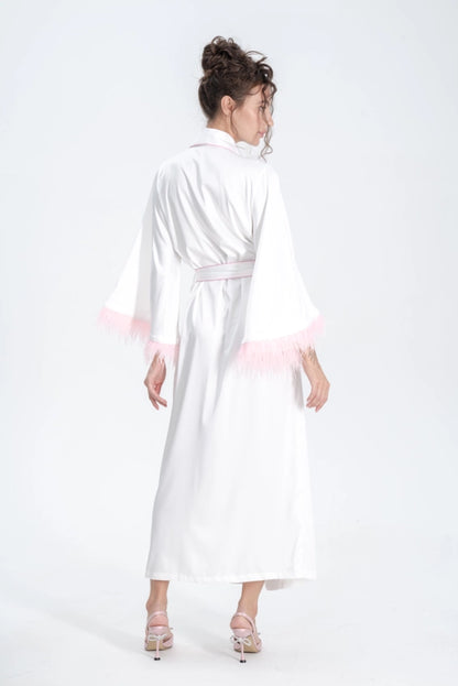 Satin Feather Robe - Identity Lingerie