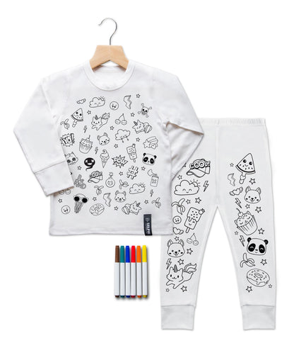 Kids Kawaii Colour in Pyjamas