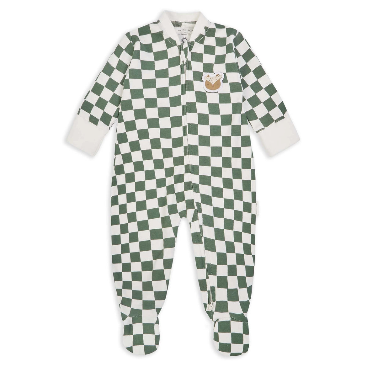 Checkerboard Jersey Sleepsuit- Avery Row