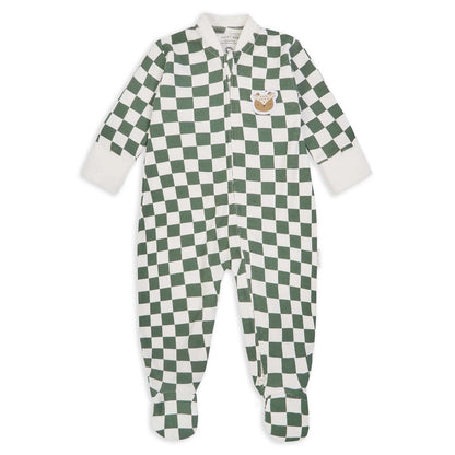 Checkerboard Jersey Sleepsuit- Avery Row