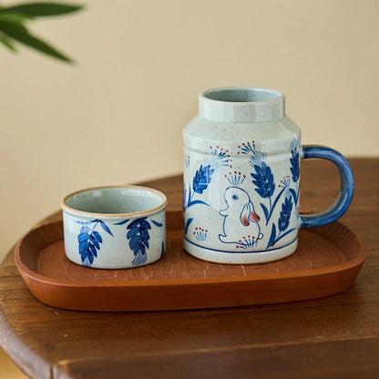 Hand Painted Bunny Mug & Lid/Cup - Gohobi