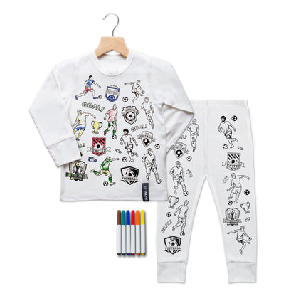 Kids Football Heroes Colour in Pyjamas