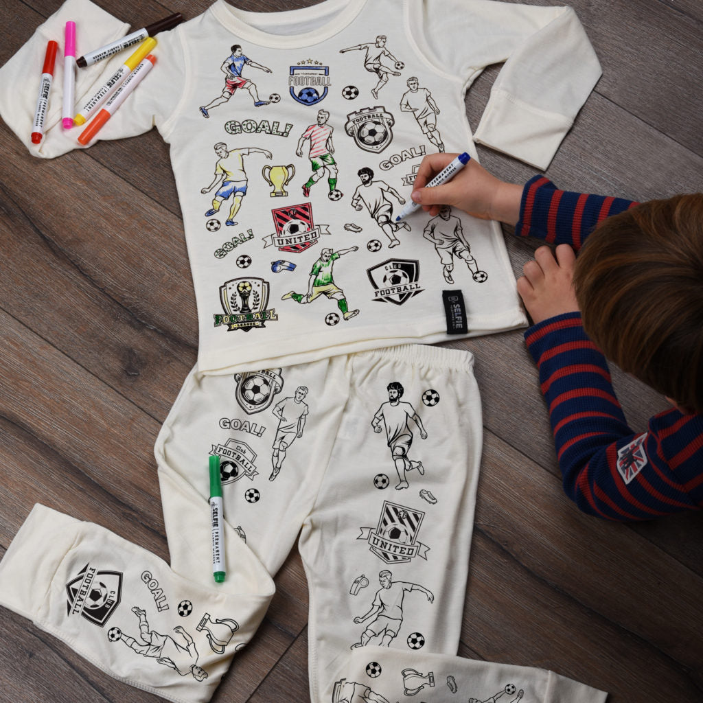 Kids Football Heroes Colour in Pyjamas