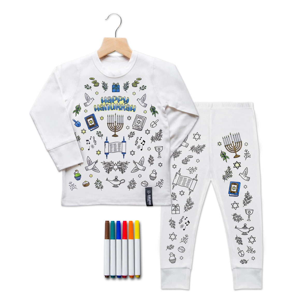 Kids Hanukkah Colour in Pyjamas