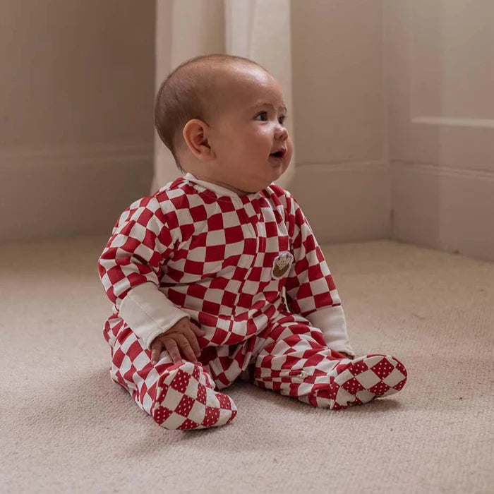 Checkerboard Jersey Sleepsuit- Avery Row