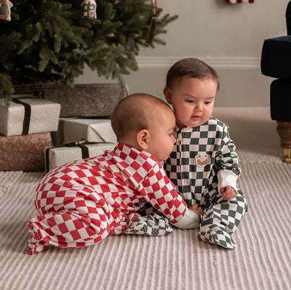 Checkerboard Jersey Sleepsuit- Avery Row