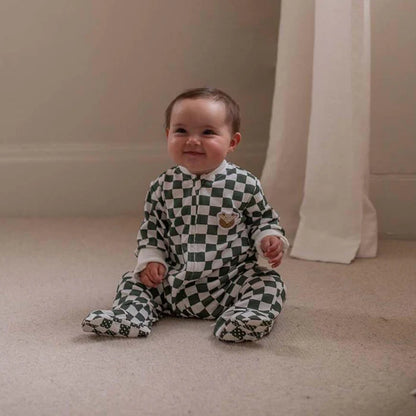 Checkerboard Jersey Sleepsuit- Avery Row