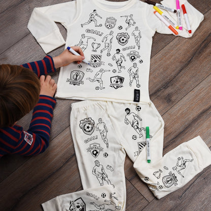 Kids Football Heroes Colour in Pyjamas