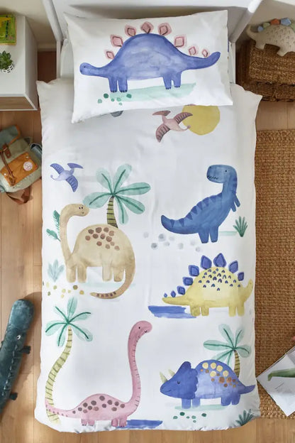 Dino Dreams Zip Bedding Large Dinos / Standard Woven Cotton Uk Toddler - Custom