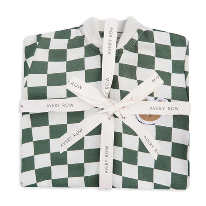 Checkerboard Jersey Sleepsuit- Avery Row