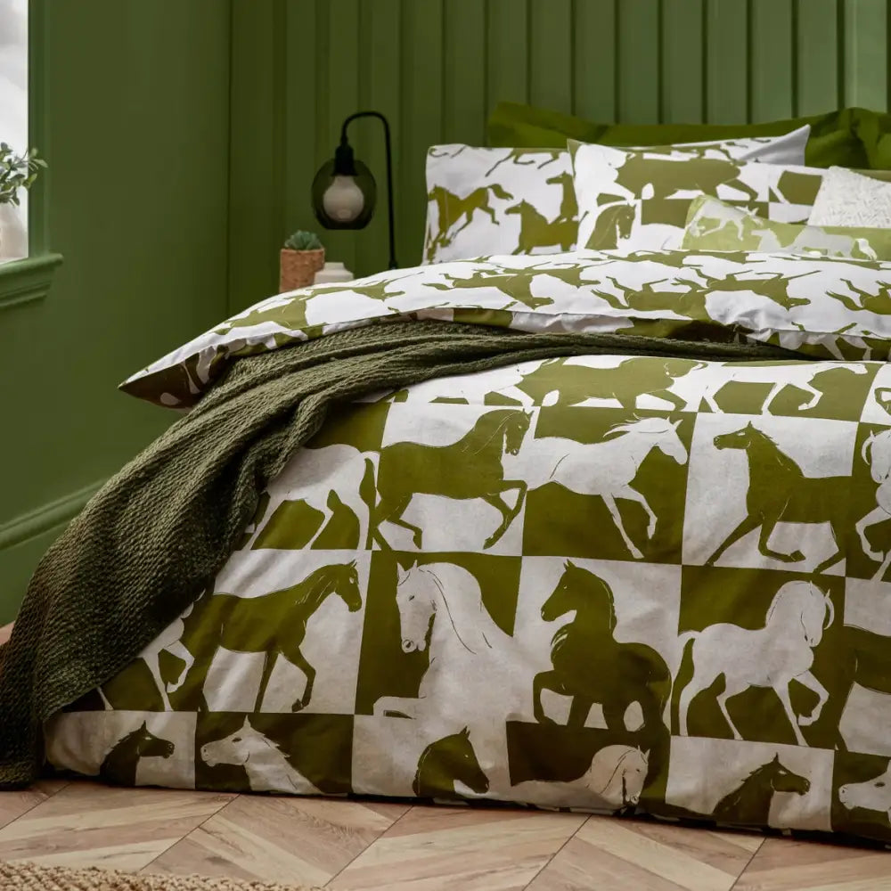 Giddy Up Zip Bedding Standard Woven Cotton / Uk Toddler Olive Green - Custom