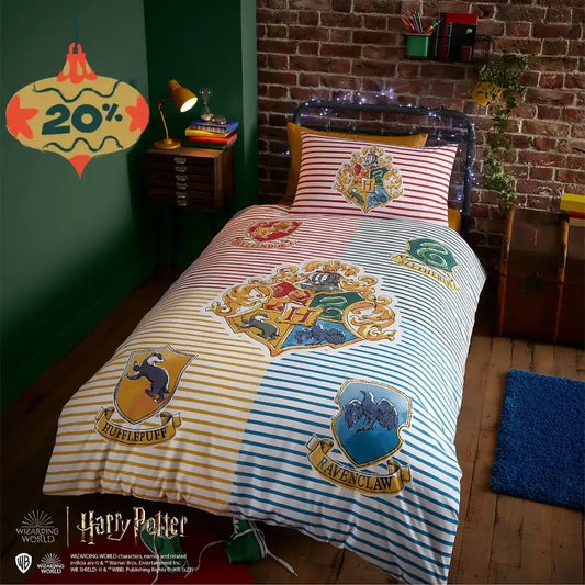 Harry Potter Hogwarts Houses Zip Bedding All / Standard Woven Cotton Uk Toddler - Custom