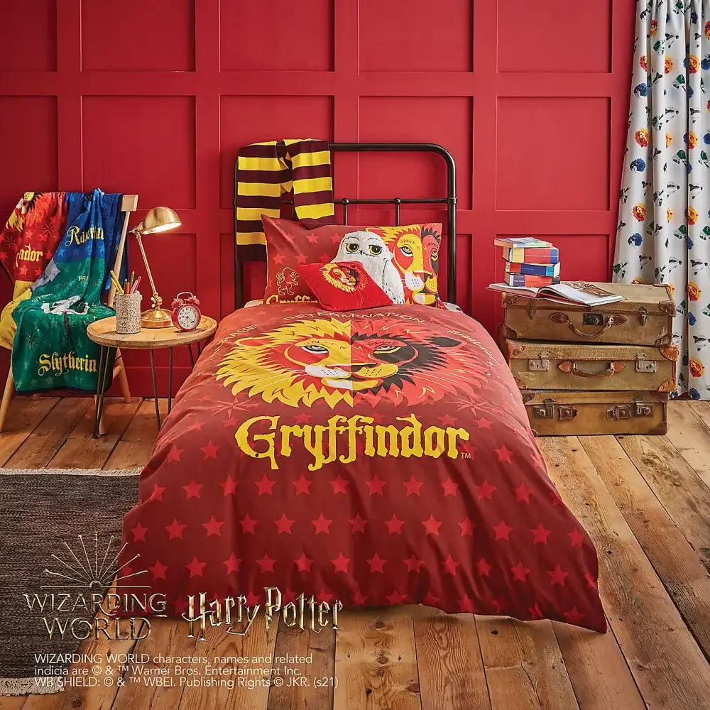 Harry Potter Hogwarts Houses Zip Bedding Gryffindor / Standard Woven Cotton Uk Toddler - Custom