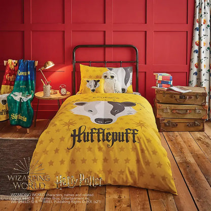 Harry Potter Hogwarts Houses Zip Bedding Hufflepuff / Standard Woven Cotton Uk Toddler - Custom