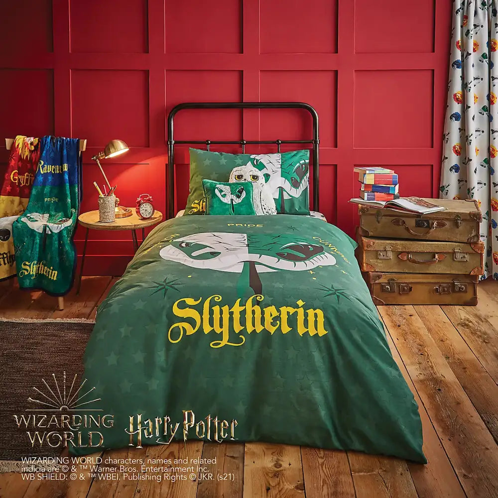 Harry Potter Hogwarts Houses Zip Bedding Slytherin / Standard Woven Cotton Uk Toddler - Custom