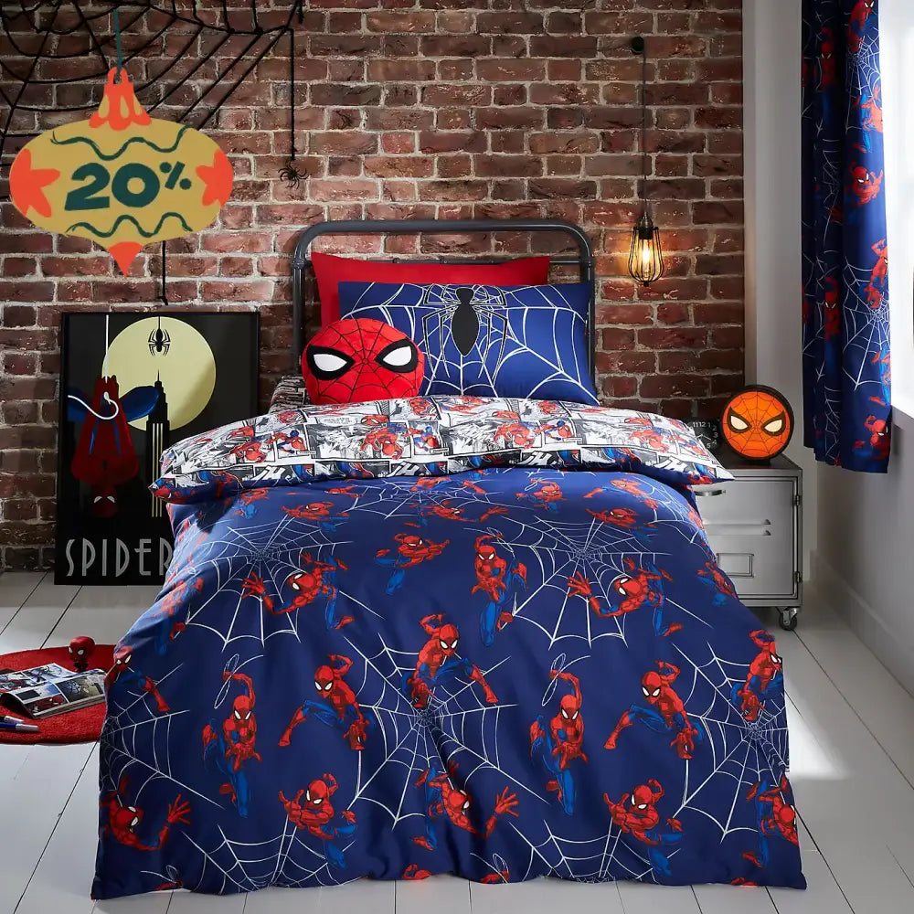 Marvel Spider-Man Zip Bedding Blue / Standard Woven Cotton Uk Toddler - Custom