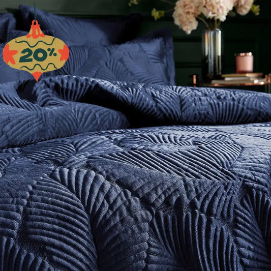 Palmeria Quilted Velvet Zip Bedding Navy / Standard Cotton Weave Uk Toddler - Custom