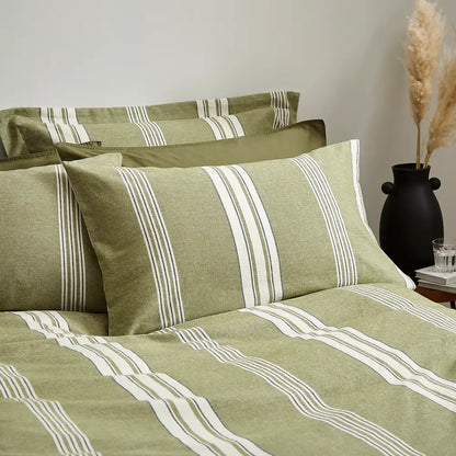 Pensford Stripe Zip Bedding Olive / Standard Cotton Weave Uk Toddler - Custom