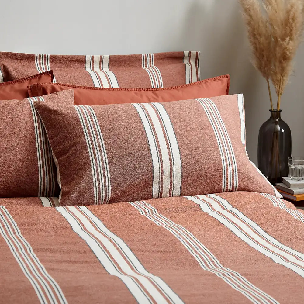 Pensford Stripe Zip Bedding Terracotta / Standard Cotton Weave Uk Toddler - Custom